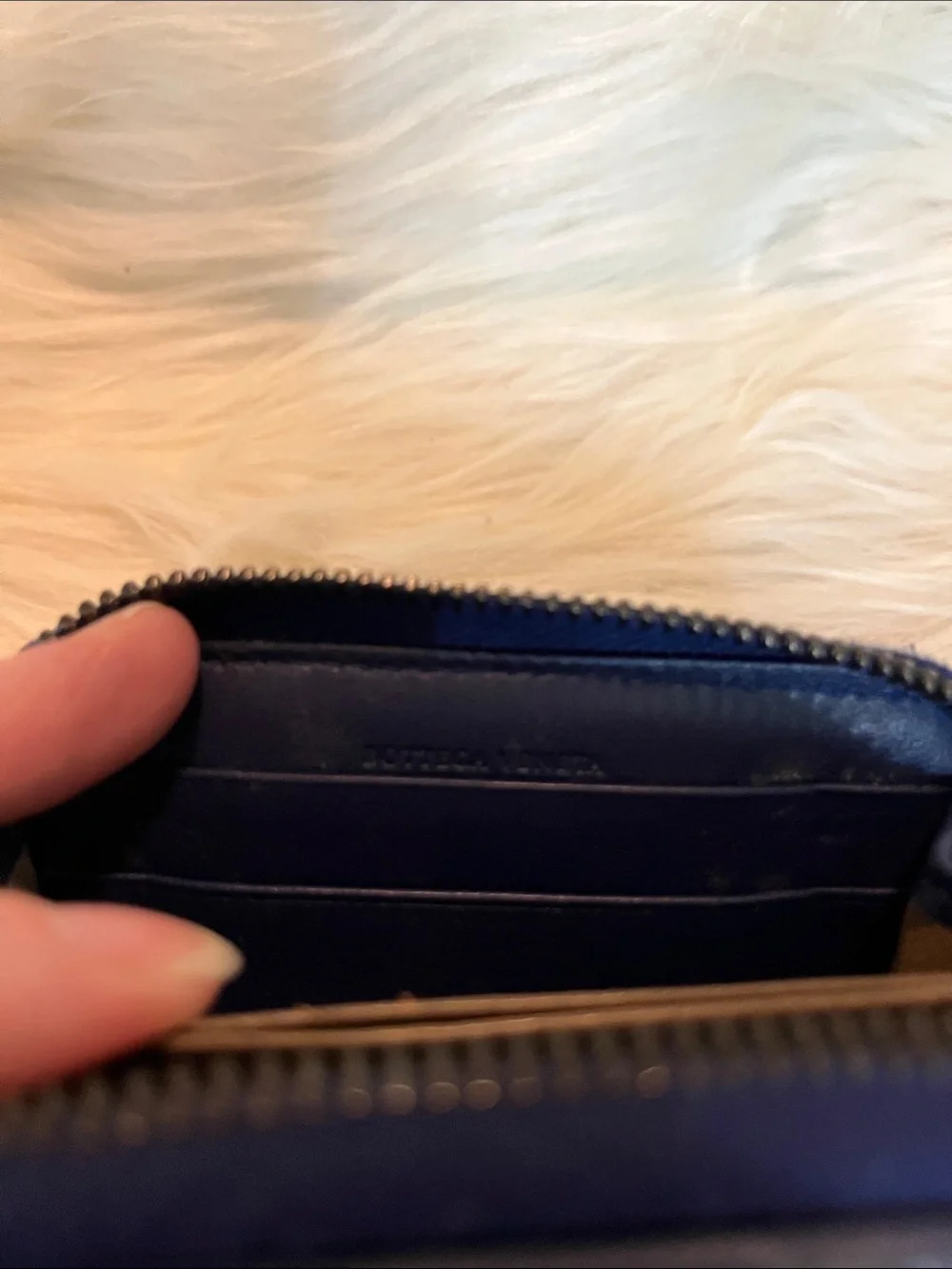 Bottega Veneta Deep Navy Leather Zip Card Case